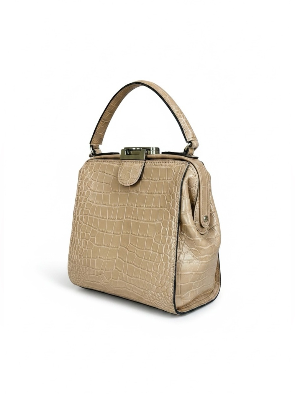 Patricia Nash Nela Croc Embossed Leather Satchel Biscuit Top Handle Crossbody